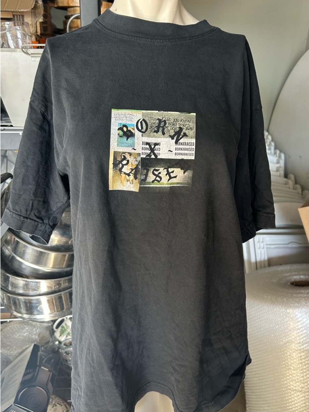 Born X raised party square tshirt size medium as is condition